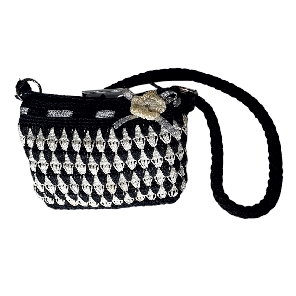 Women Black Eggshell Crochet Cottagecore Fairycore Whimsygoth Coquette Mini Bag